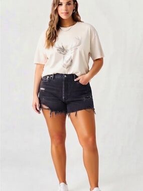 Levi's Black Distressed Cutoff Denim button fly Shorts size 33 Large